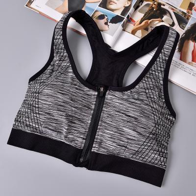 China Fashion Antibacterial Yoga Sports Top Sexy Womens Seamless Zipper Sports Bra for sale