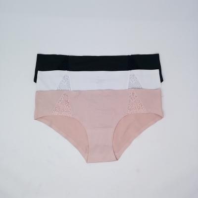 China Antibacterial Bonded Micro Cheeky Women's Sexy Panties Underwear With Insert Lace Trim for sale