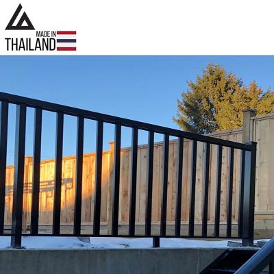 China Easily Assembled New Design Luxury High Concrete Protection Low Maintenance Steps Black Aluminum Balcony Railing for sale