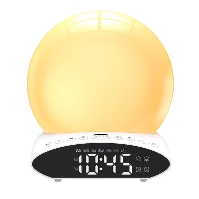 China Smart Hotel Color Changing Digital Wake Up Light Sunrise Sunset Simulation Table Alarm Clock for sale