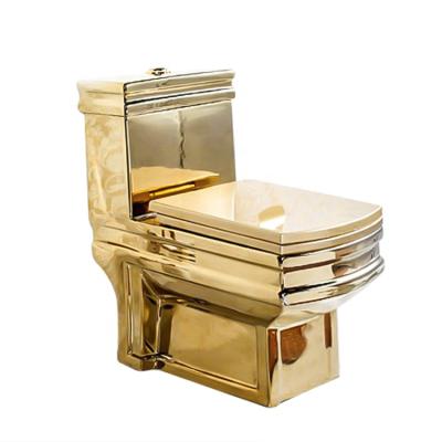 China Hot Selling Double-Flow ZHONGYA Chaozhou One-piece Ceramic Gold Plated Toilet Gold Toilet s Trap Ceramic WC Toilet for sale