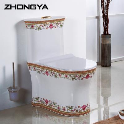 China Double-Flow Chaozhou Factory Wc Toilet Luxury One Piece Gold Plated Toilet For Sale for sale