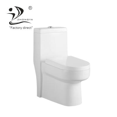 China High Quality ZHONGYA Double Flush Swirl Design Bathroom Wc Toilet Bowl Double Hole One Piece Siphon Toilet Sleek Bowl for sale