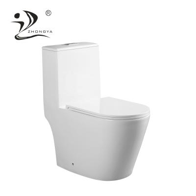 China 2021 New ZHONGYA Double-Flow Hot Sale Sanitary Ware Europe Turbo Torando Ceramic One Piece Toilet Cabinet for sale