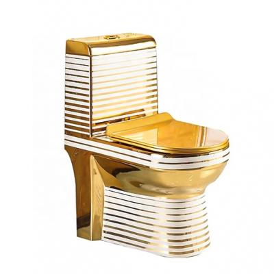 China Factory Wholesale Price ZHONGYA China Chao Zhou Ceramic Double-flow ZHONGYA Luxury Gold Color Toilet Gold Plated Toilet Bowl Bathroom for sale