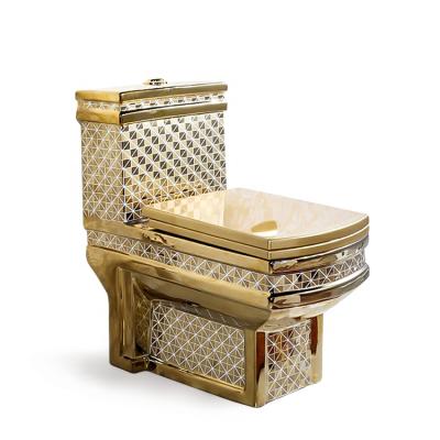 China ZHONGYA Double-flow Chinese Sanitary Ware Toilet Golden Wc Toilet Golden Ceramic Luxury Golden Colorful Hot Sale Toilet for sale