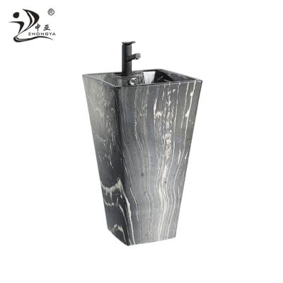 China Shampoo Sinks Sanitary Ware Art Pedestal Basin Floor Standing Basin Malaysia Hand Sink for sale