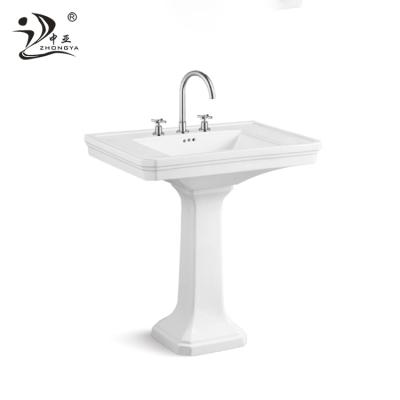 China Shampoo Sinks Vintage Basin With Feet UPC UPC High Basin Market Pedestal Wash Basin American Ceramic Sanitary Ware for sale