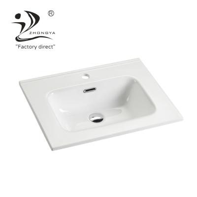 China ZHONGYA Construction Bathroom Ware White Square Sink Cabinet Undercounter Hand Easy Clean Sanitary Ceramic Wash Basin for sale