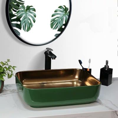 China MEIYANI Modern Luxury Square Shape Bathroom Sink Color Basin Sink Nordic Golden Gold Basin for sale