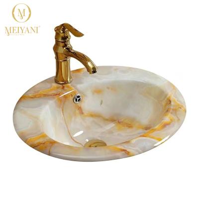 China Modern Half Ceramic Basin Matte Marble Vanity Vessel Sink Shape Hand Wash Basin Bathroom Embedded Oval Face Bowls for sale