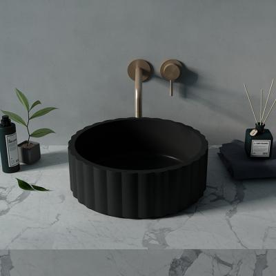 China Hot Selling Eco - Friendly Above Counter Basin Round Shape Black Concrete Wash Basin Cement Sink for sale