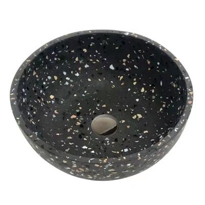 China High Quality Eco-friendly Multi Color Bathroom Sink New Design Terrazzo Stone Vessel Sink Black Terrazzo Sink for sale