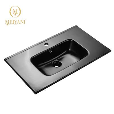 China High Tempreture MEIYANI Bathroom Vanity Sink Feather Edge Ceramic Basin Matte Black Matte White Thin Edge Basin for sale