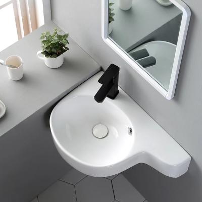 China New Design Modern Wall Hung Basin Ceramic Wash Basin Small Size Bathroom Sink Wall Installation Art Sink for sale