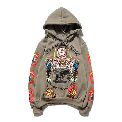 China Custom Wholesale Stylish Graffiti Loose Pullover Hip Hop Streetwear Anti-wrinkle Clothing Anti-wrinkle Skull Hip Hop Unisex Hoodies for sale