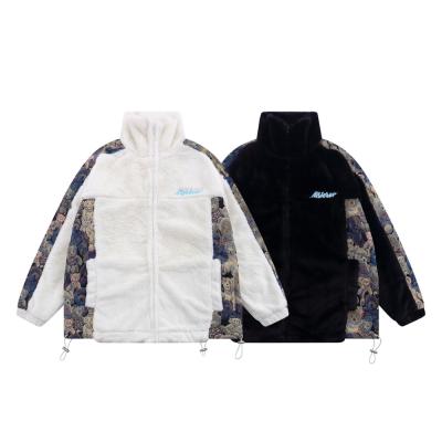 China Reversible Jackets with Logo Cold Weathered Wool Cloth Custom Made with Nap Joining Together Carpet Jacquard Soft Cloth Jackets for sale