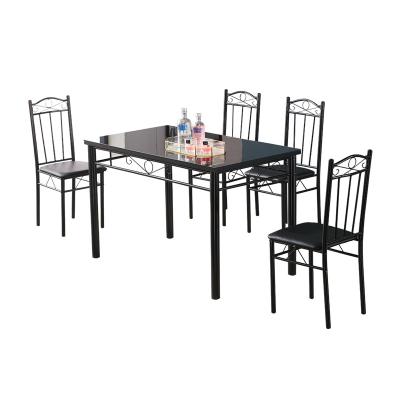 China Foldable Modern Luxury Glass Dining Table Chair Set Solid Modern 4 Seats for Dining Set for sale