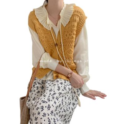 China Breathable 2021 New Fashion Street Style Sleeveless Autumn Knitted Sweater Vest for sale