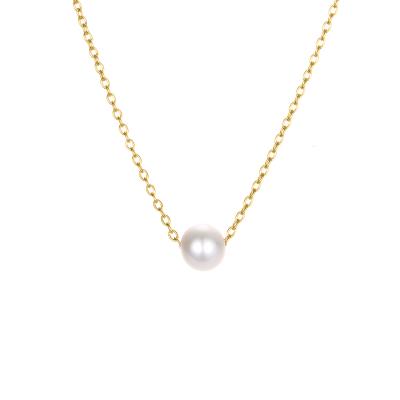 China Accept Money Back In Case Stainless Steel Shell Pearl Pendant Necklace Simple Minimalist Choker Necklace Pearl Design Link Chain Necklace Style For Women for sale