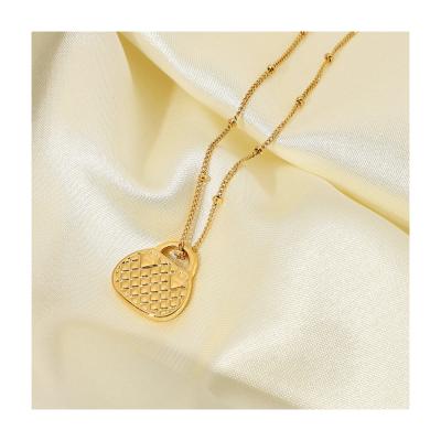 China Accept Money Back In Case Necklace High Quality Delicacy 18k Gold Plated Stainless Steel Jewelry Waterproof Classic Bag Check Pendant Necklace For Women for sale