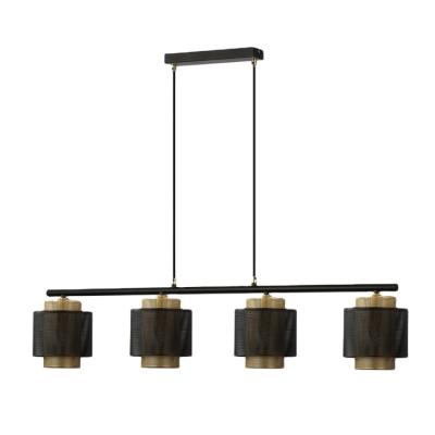 China Traditional Indoor Pendant Lighting 4 Lights E27 Black Shade Industrial Dining Room Lighting for sale