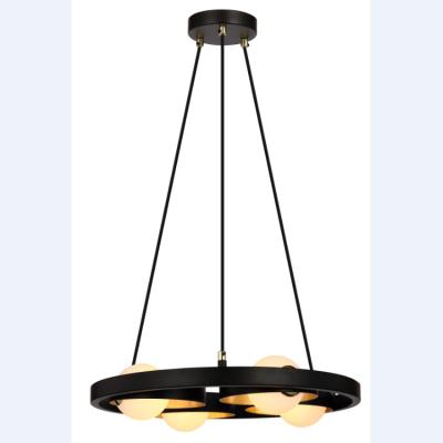 China Modern Black Living Room Dining Room G9 Glass Opal Gold Leaf Pendant Light for sale