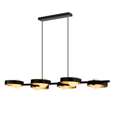 China Hot-selling Modern G9 Gold Leaf Opal Glass Dining Room Black Pendant Light for sale