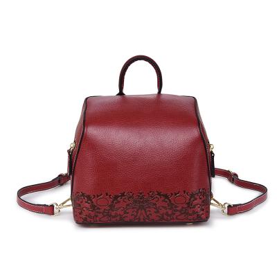 China Retro Fashion Summer Women's Rethnic Chinese Style Leather Female Star The Same Backpack for sale