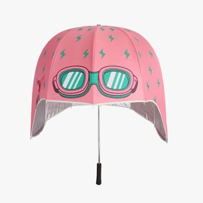 China Wooden Funny Creative Umbrella Handle Folding Customized Hat Shape Helmet Manual Open And Narrow Folding Umbrella for sale