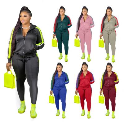 China 2021Casual Spring Drop Sleeve Women Lady Breathable Zipper Long Sleeve Tracksuit Fitness 2 Two Piece Jogger Pants Set Outfits For Women Clothing for sale