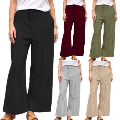 China 2021 S~5xl Summer QUICK DRY Autumn Plus Size Ladies Casual Women's Cotton Track Jogger Wide Leg Pants And Trousers Slacks For Women for sale