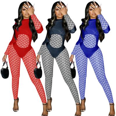 China 2022 new arrival breathable bodycon jumpsuits drop spring women fashion high waist patchwork gym sports one piece jumpsuits 1 piece jumpsuit for sale