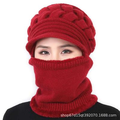 China JOINT Warm Autumn Winter Fashion Ladies Red Custom Mother Mum Hats Thicken Warm Cold Windproof Outdoor Hats Women Cycling Knitted Hat for sale