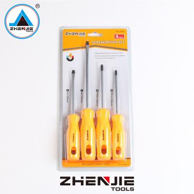 China Mechanics For Bottom Plastic Price Handy Tool 4pcs Cheapest Mechanical Handle Plastic Handle Screwdriver Set for sale