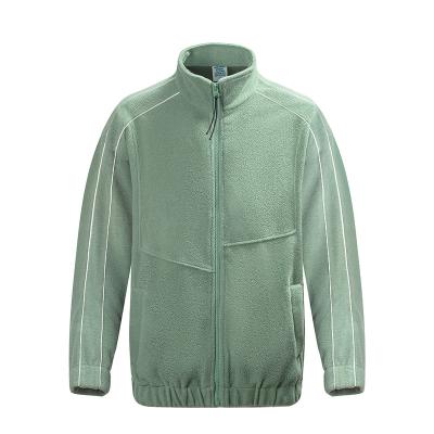 China Street Thermal Custom Fleece Edge Jacket Men's And Women's Reflective Loose Casual Thicken Zipper Jacket for sale