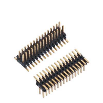 China PCB 0.8mm pin header, double row, straight with cap, SMD for sale