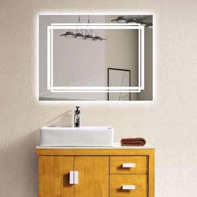 China Bluetooth Fogless Rectangle Wall Hotel Smart Bathroom Mirror Luminous Hot Selling Modern Price for sale