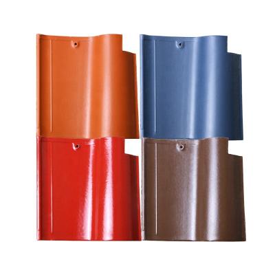 China Wear Resistant Hot Sale Glazed Clay Roof Tile S Spanish Style Sheeting 310 x 310 mm For Villa Hotel for sale