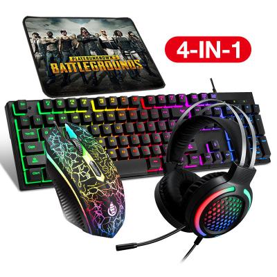 China Hot Selling 4 in1 Game Keyboard Waterproof Mechanical Wireless Musical Keyboard Mouse Gaming Mechanical Keyboards Combos for sale