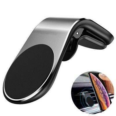 China Universal Aluminum Car L Type Mobile Air Vent Mount Adjustable Magnetic Socket Holder Cell Phone Car Clip Stand Mini Smart Phone Holder for sale