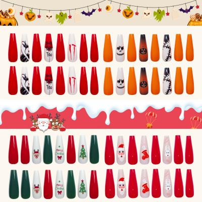 China New 2021 Christmas Halloween Horror Festival Snowman Old Man Nails Christmas Wear Press On Nails For Women for sale