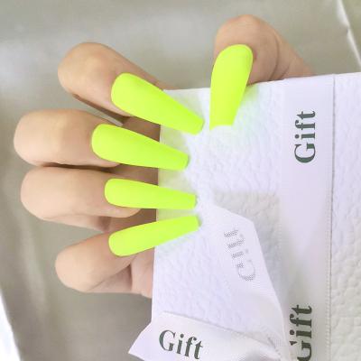 China Custom Design Yiliang Private Label Press On Fake Curved Coffin Nails New Fashion Matte Nails Artificial Nails Long for sale