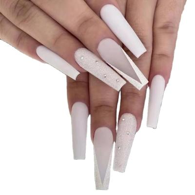 China 2022 New Arrival Hot Sale Eco-friendly Ballerina False Nail Tips High Quality Press On Nail Matte Coffin Fake Nail Extra Long for sale