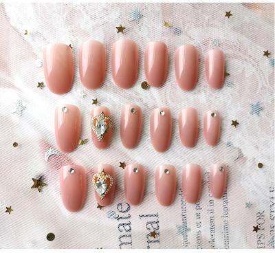 China Wholesale light pink pink round rhinestone rhinestone nails custom design long salon adiyat salon press on nails for sale