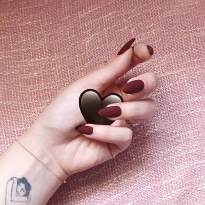 China Custom Luxury Eco-Friendly Color Matte Beauty Acrylic Stiletto Red Wine Long Press On Nail Art False Nails for sale