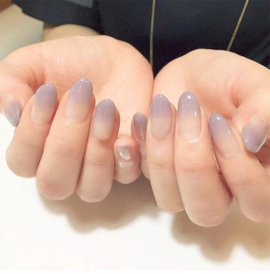 China 2021 new design adiyat ombre purple almond long press on nails tis hot tiktok purple color fakenails for sale