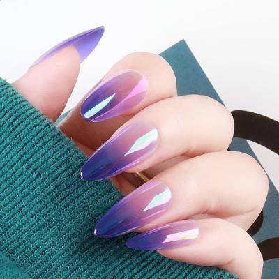 China 24Pcs Eco-Friendly Ballerina French Purple Long Acrylic Extra Long Press On Full Cover Nail Tips for sale