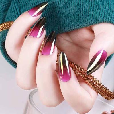 China Lady Eco-Friendly Luxury Fashionable Reusable Gradient Artificial False Finger Nail Set Extra Long False Acrylic Press On Nail Tips 24 Pcs for sale