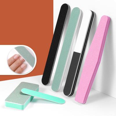 China Salon Home Best Selling Half Moon Square Design Durable Straight Private Label Curved Nail Files With Rainbow Gray Colored For Manicure for sale